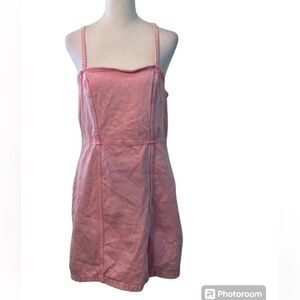 Divided size M zip back spaghetti strap pink denim dress